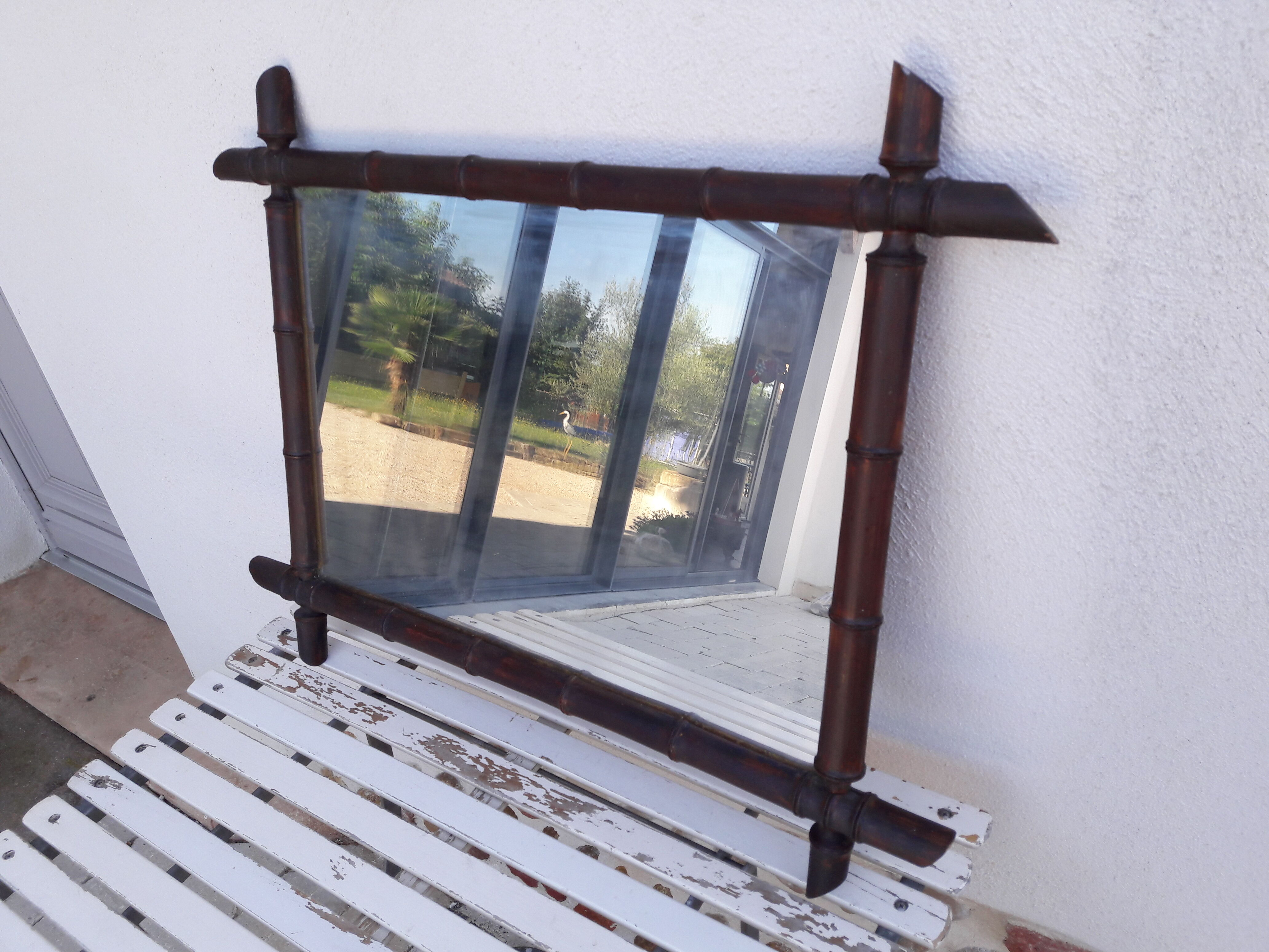 Miroir bois imitation bambou 79 x60 cm