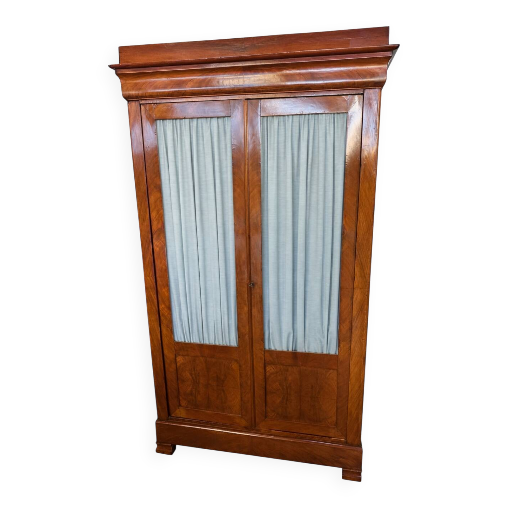 Armoire ancienne en placage d’acajou - portes vitrées - XIXe siècle
