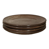 Service ceramique 4 grandes assiettes en gres émaillé, vallauris 1950