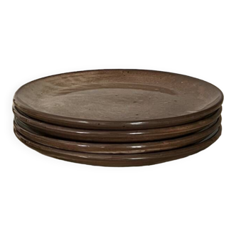 Ceramic service 4 large plates in enamelled stoneware, vallauris 1950