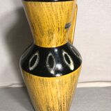 Former vase Scheurich europ linie ceramics beige - black - anse germany vintage