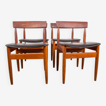 Series of 4 Danish teak chairs in black skai by Farso Stolefabrik 1960.