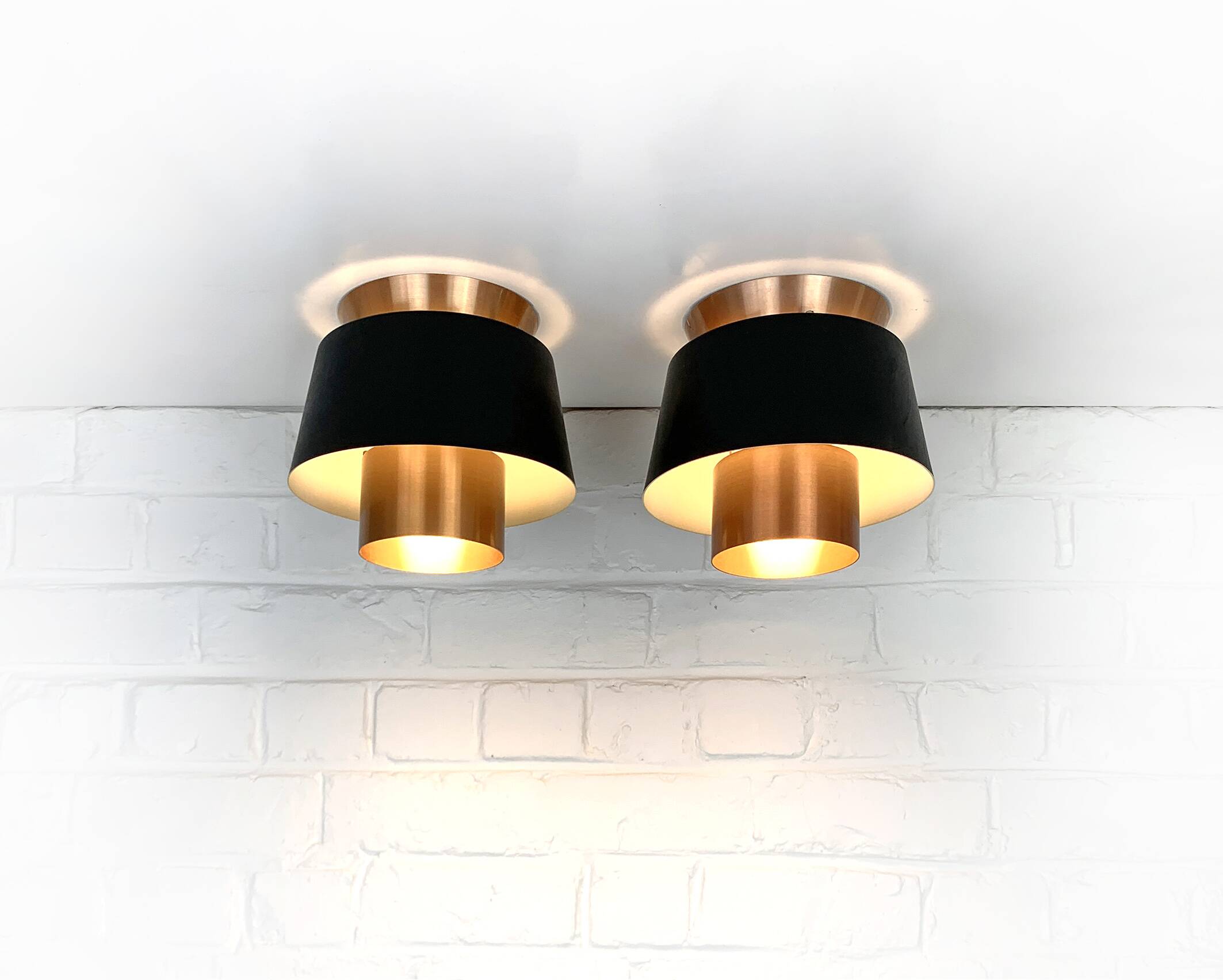 Pair of Tivoli Jørn Utzon ceiling lights for Nordisk Solar Denmark, 1950-60s