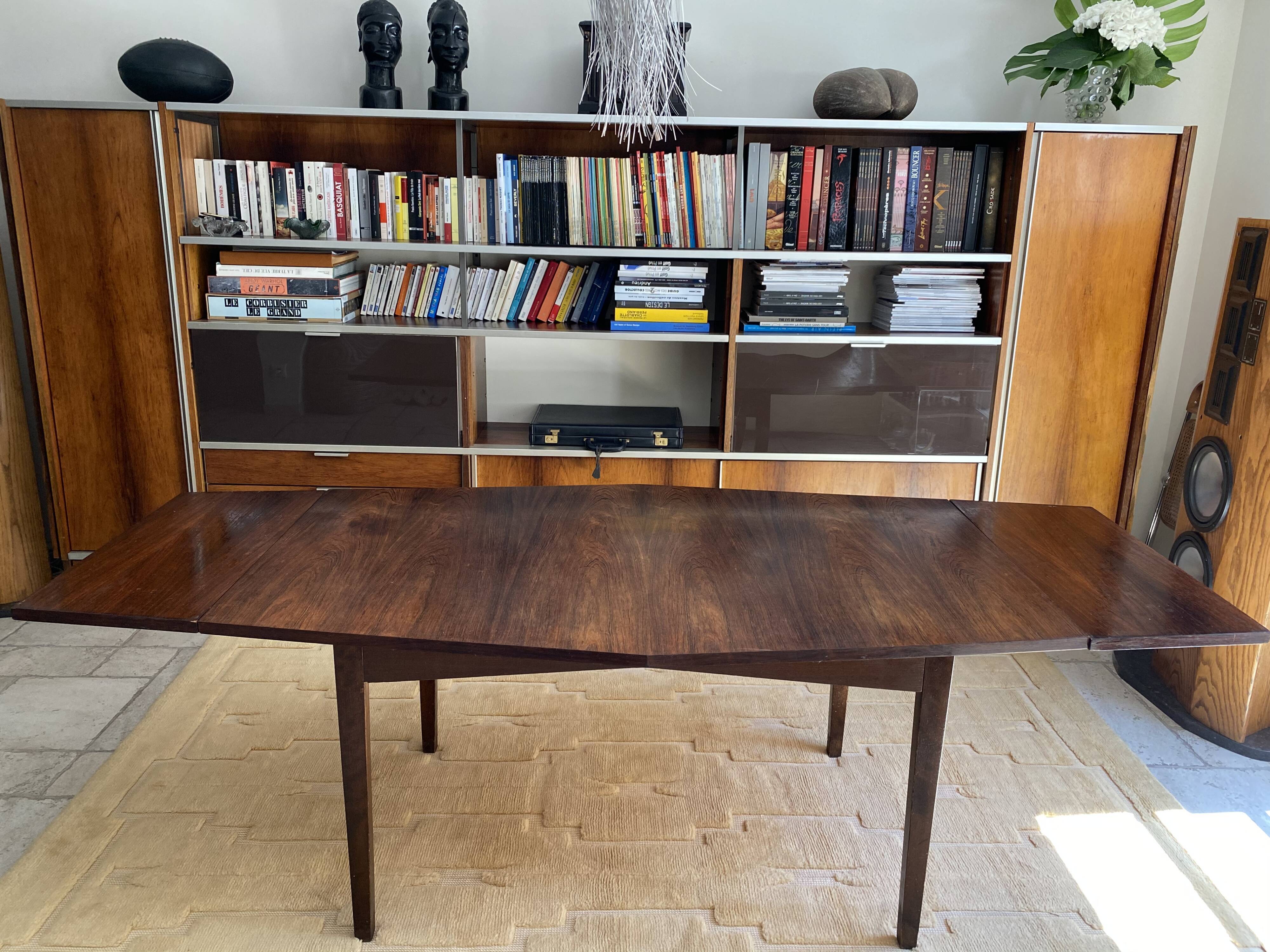 Scandinavian dining table in hexagonal rosewood 1960