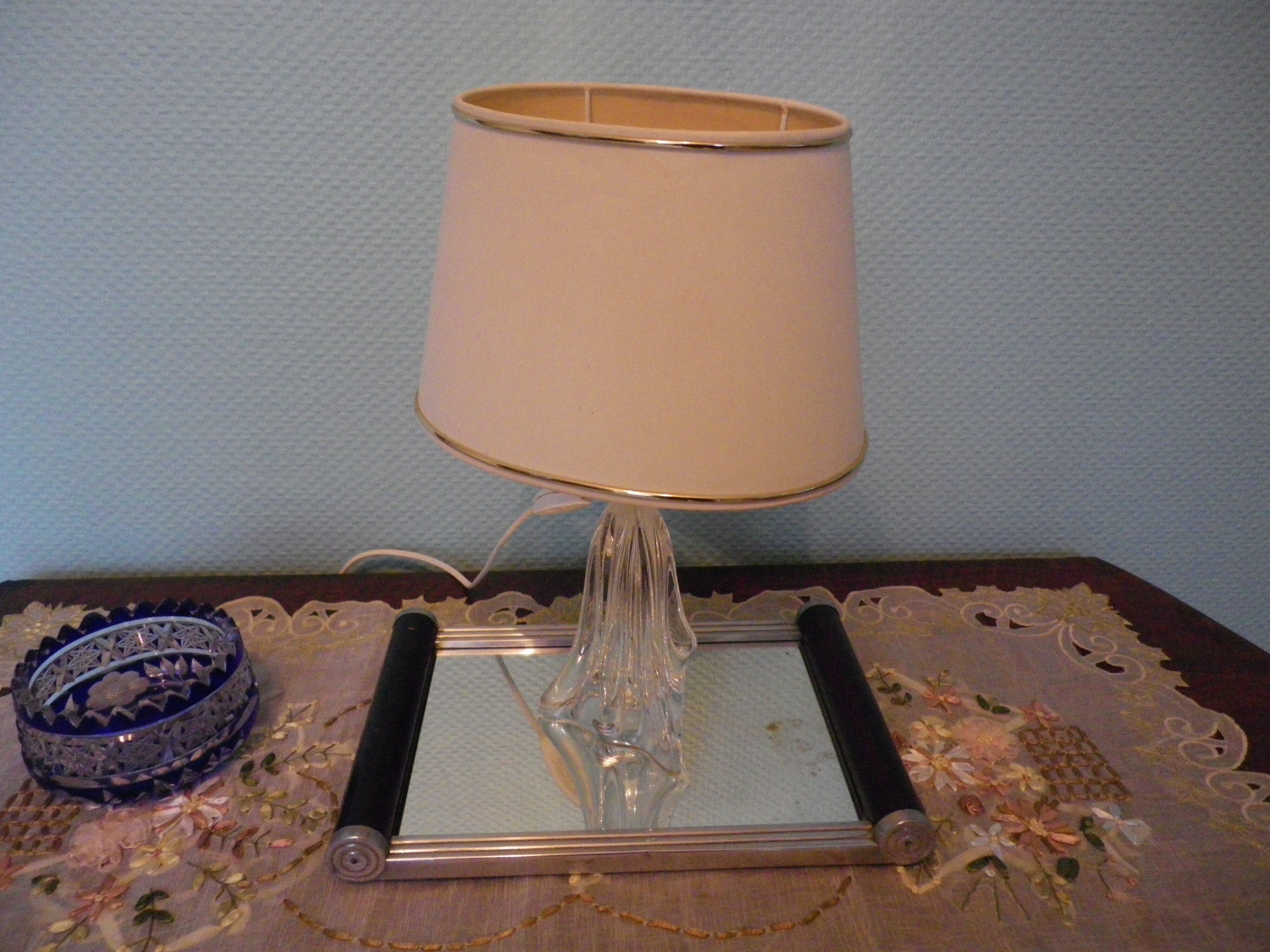 Mirror art deco tray in metal, wood 60