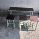 Bancs et tabourets industriels vintage, lot de 9, années 1950–1960