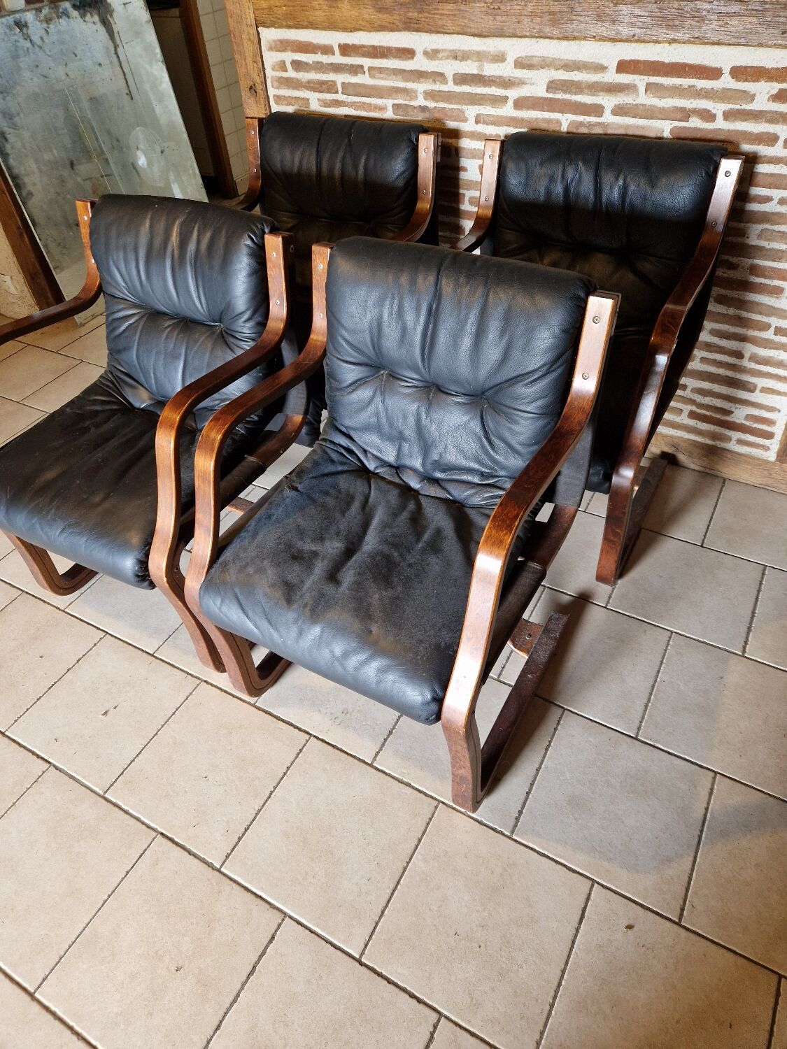 Rare set of 4 vintage design chairs from Finland by Asko.