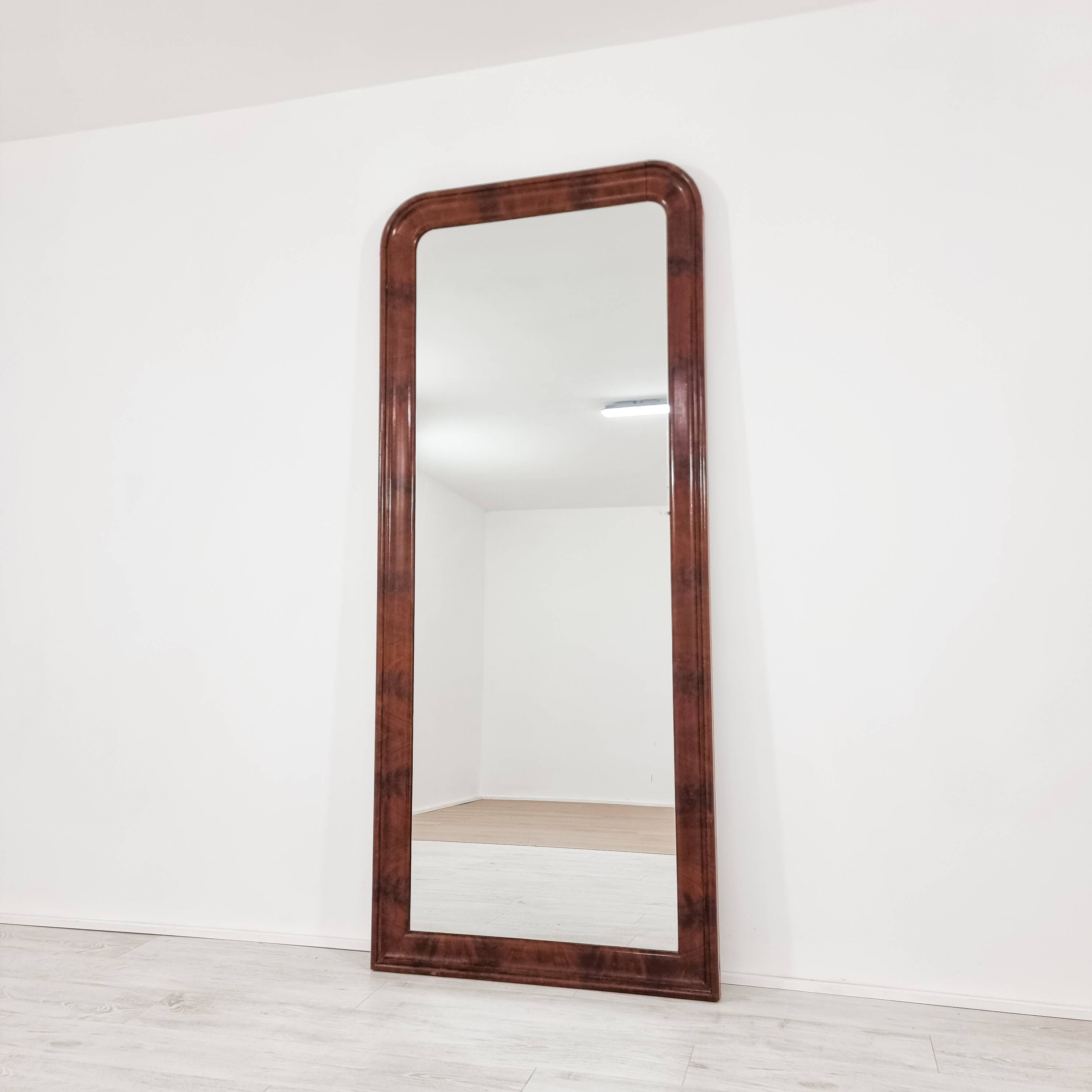 Large solid wood mirror, 2 metres high, from the 1940s