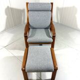 EMC Furniture teak highback easy chair & footstool Denmark 1970’s