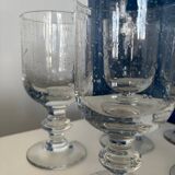Set of 6 vintage wine glasses in bubble glass, retro chic style