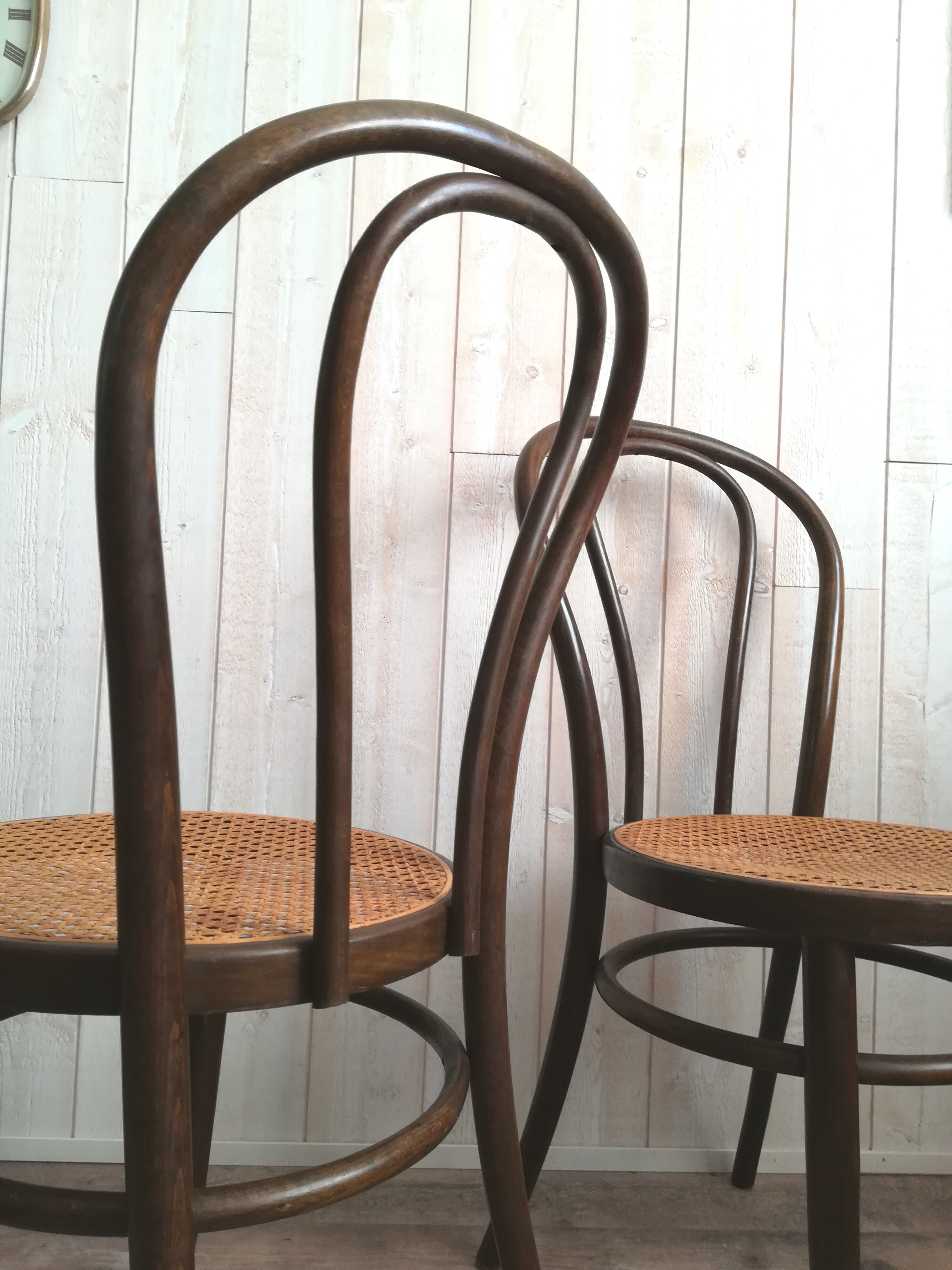 Curved wood bistro chairs