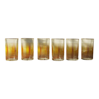 6 verres pointillés vintage jaune