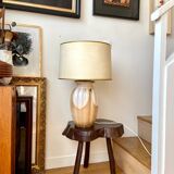 Table lamp in glazed ceramic and beige paper
