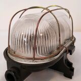 Industrial glass wall sconce