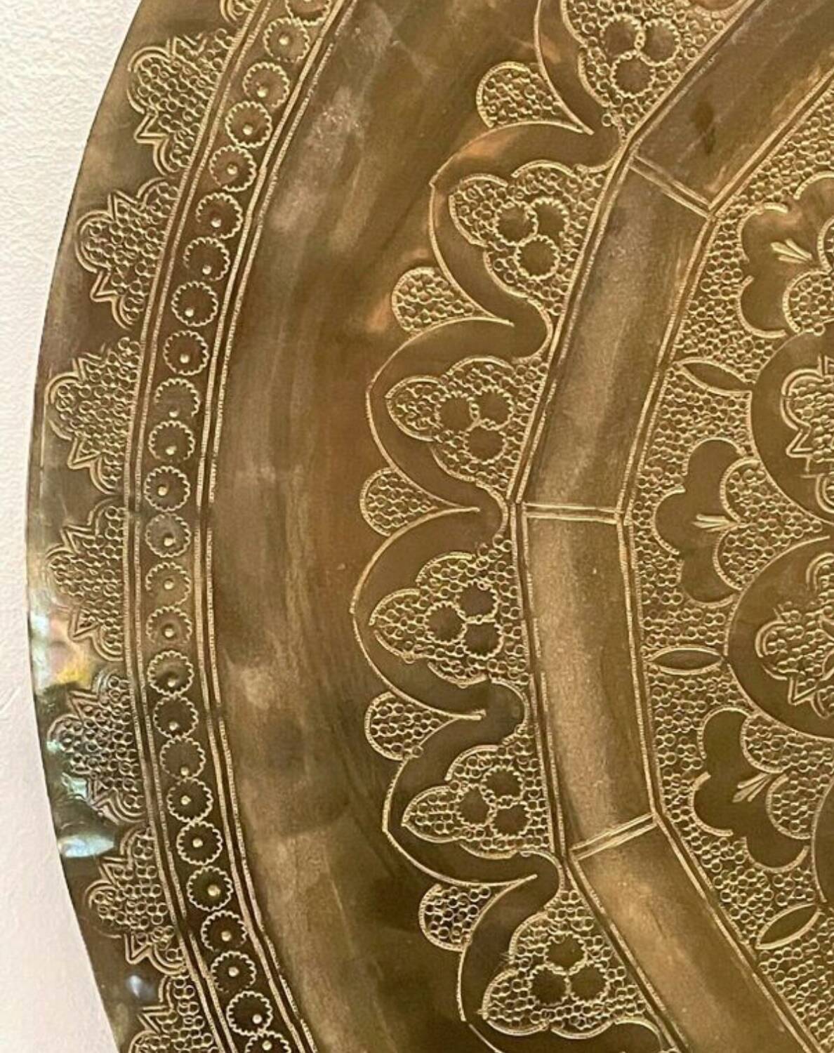 Chic vintage ethnic decorative oriental engraved copper plate