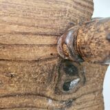 Rare Tabouret De Traite Ancien Tripode Bois Massif Sculpté Art Populaire