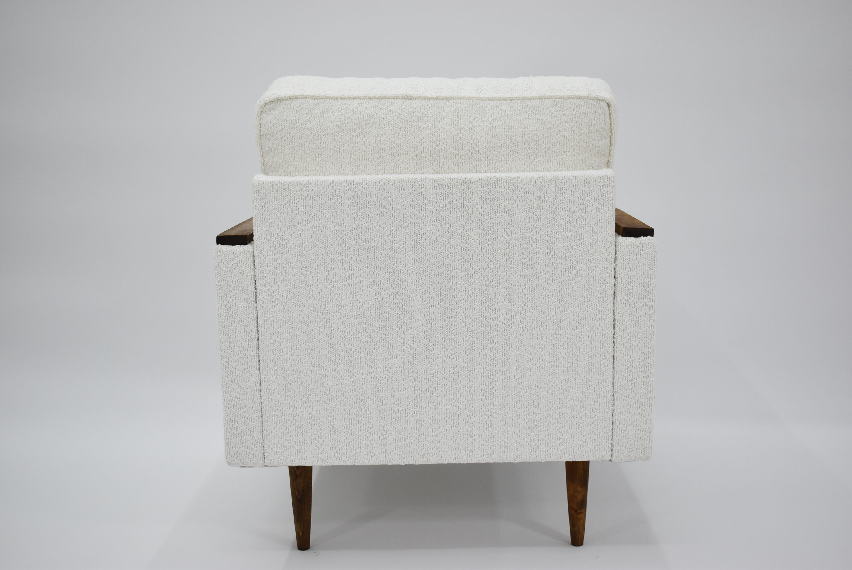 Fauteuil cube original des années 70, entièrement restauré, bouclé blanc