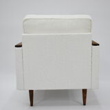 Fauteuil cube original des années 70, entièrement restauré, bouclé blanc