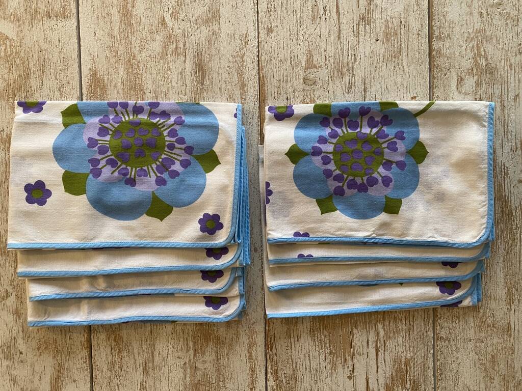 Set of 8 napkins - 70's style - Cotton - 50x46 cm
