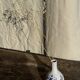Small vintage white soliflore vase with blue geometric patterns H12