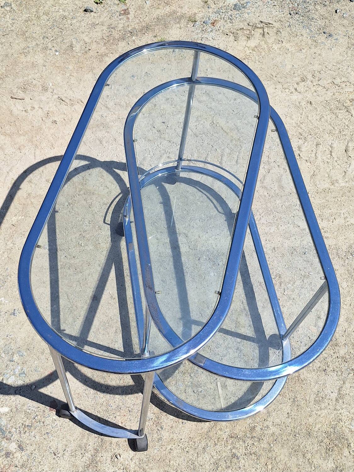 1970s chrome metal serving cart