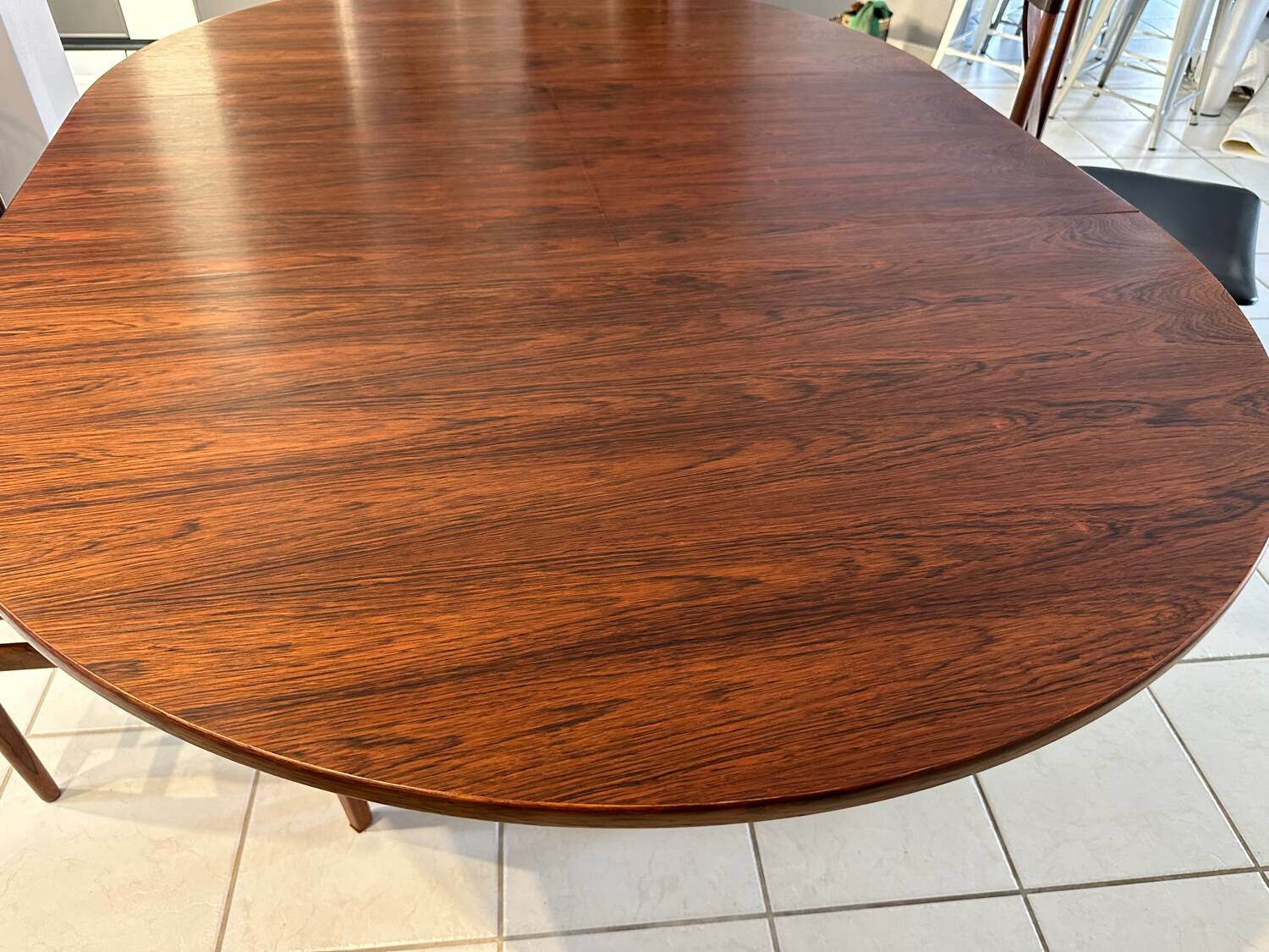 Round extendable table Rosewood Denmark vintage 1970