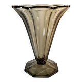Art Deco tulip vase in smoked glass – Czechoslovak elegance 🇨🇿