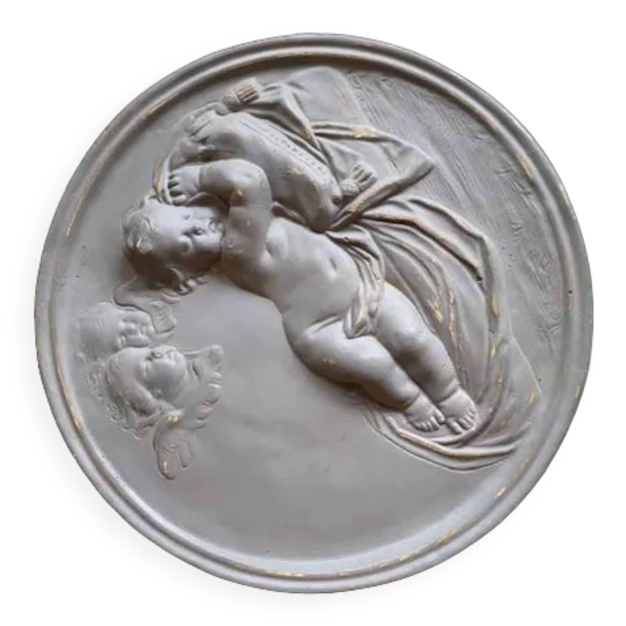 Plaster medallion with RARE cherubs