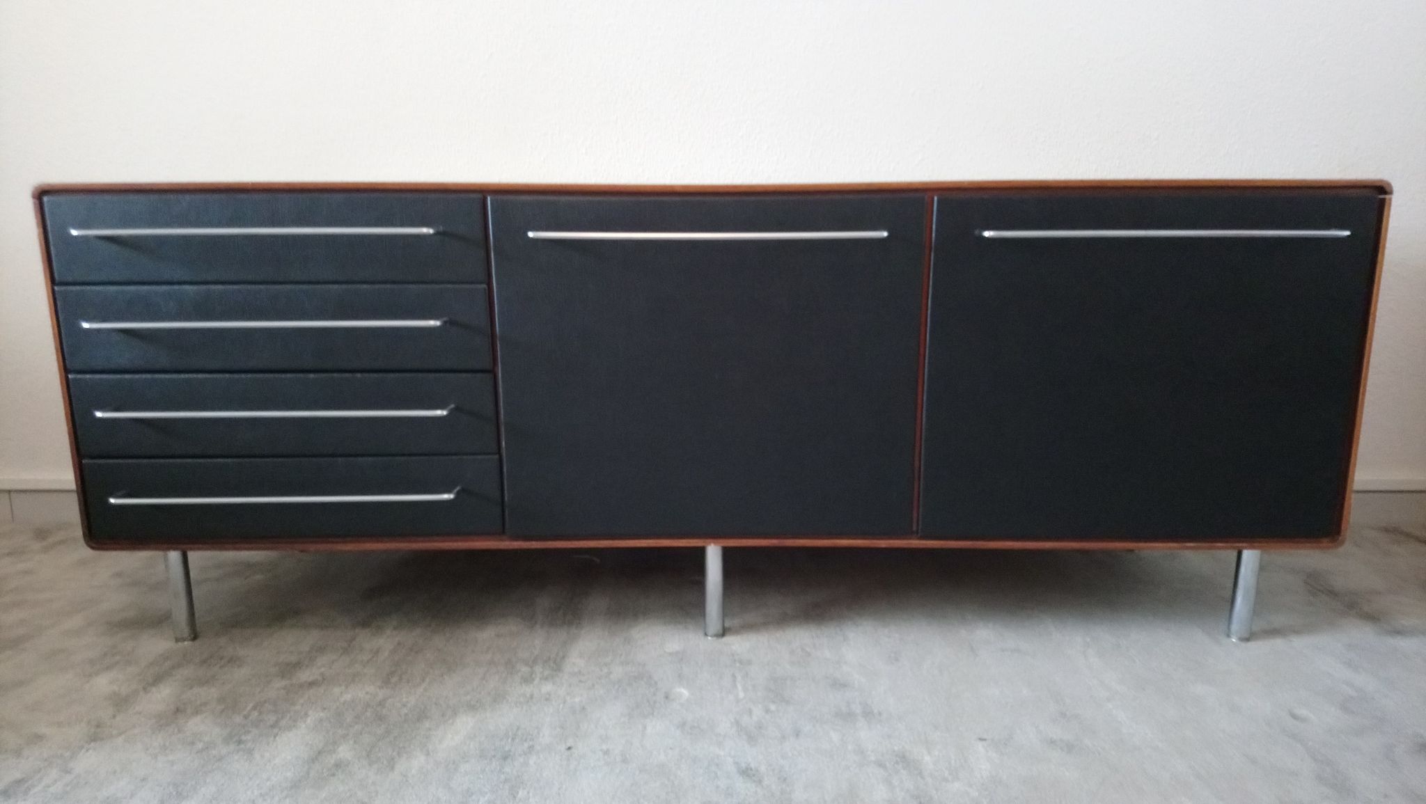 Rare row of wood and leatherette of the 60s 70s