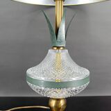 Pineapple lamp in crystal and patinated metal, France, 1950