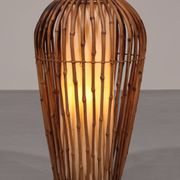 Midcentury Floor Lamp Rattan, Bamboo and Fabric Franco Albini, Italy 1960s