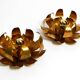 Pair of 70's gilded floral Regency wall or ceiling lamp with large leaves