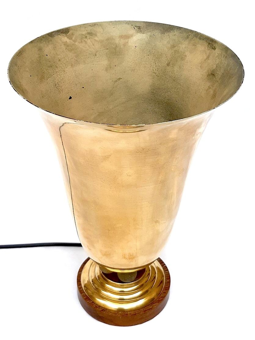 Lampe cornet art déco laiton et verre