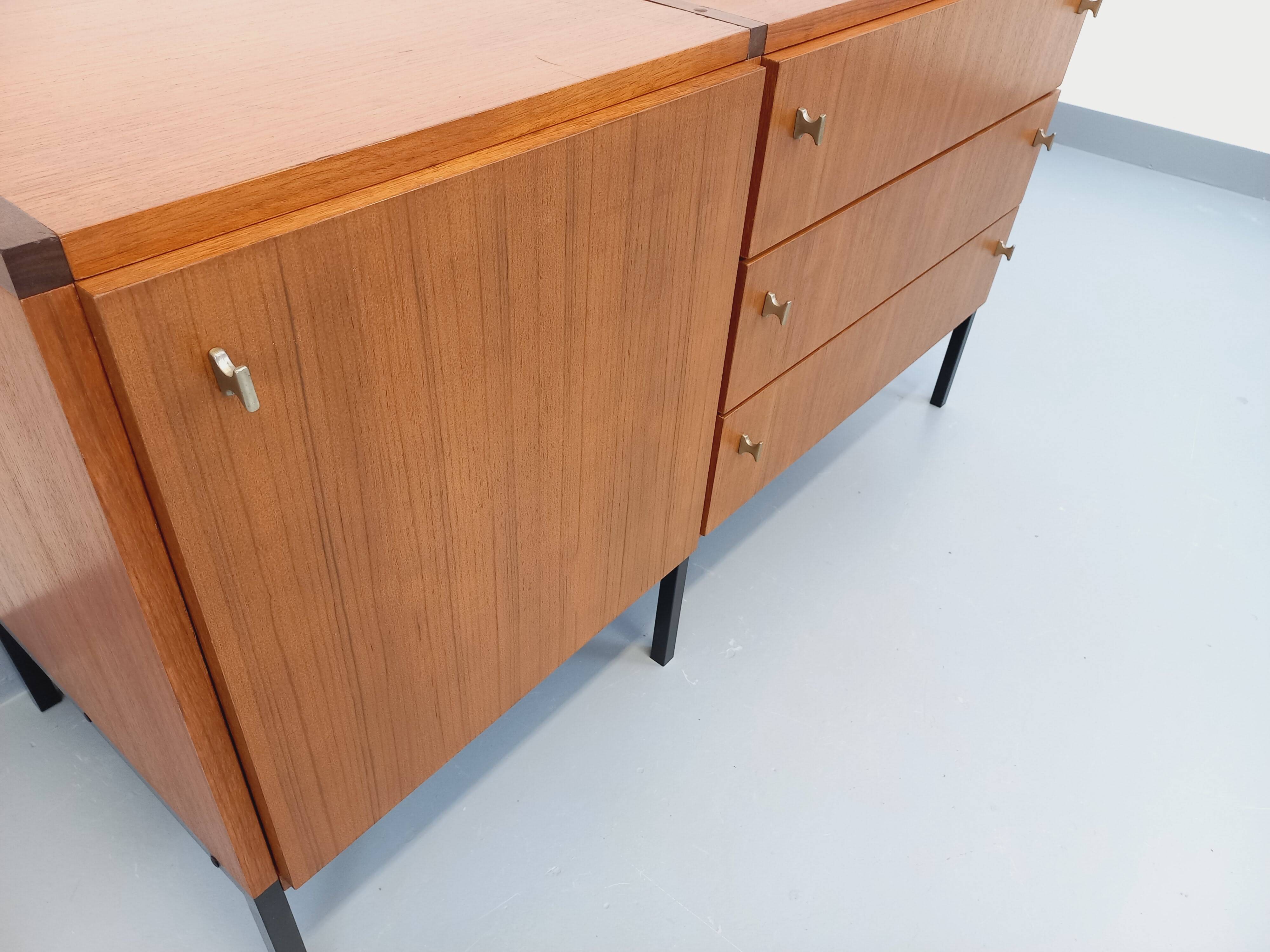 Vintage modernist enfilade ARP Minvielle by Guariche Mortier Motte teak