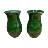 Pair of enamelled cast iron vases