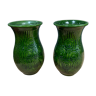 Pair of enamelled cast iron vases
