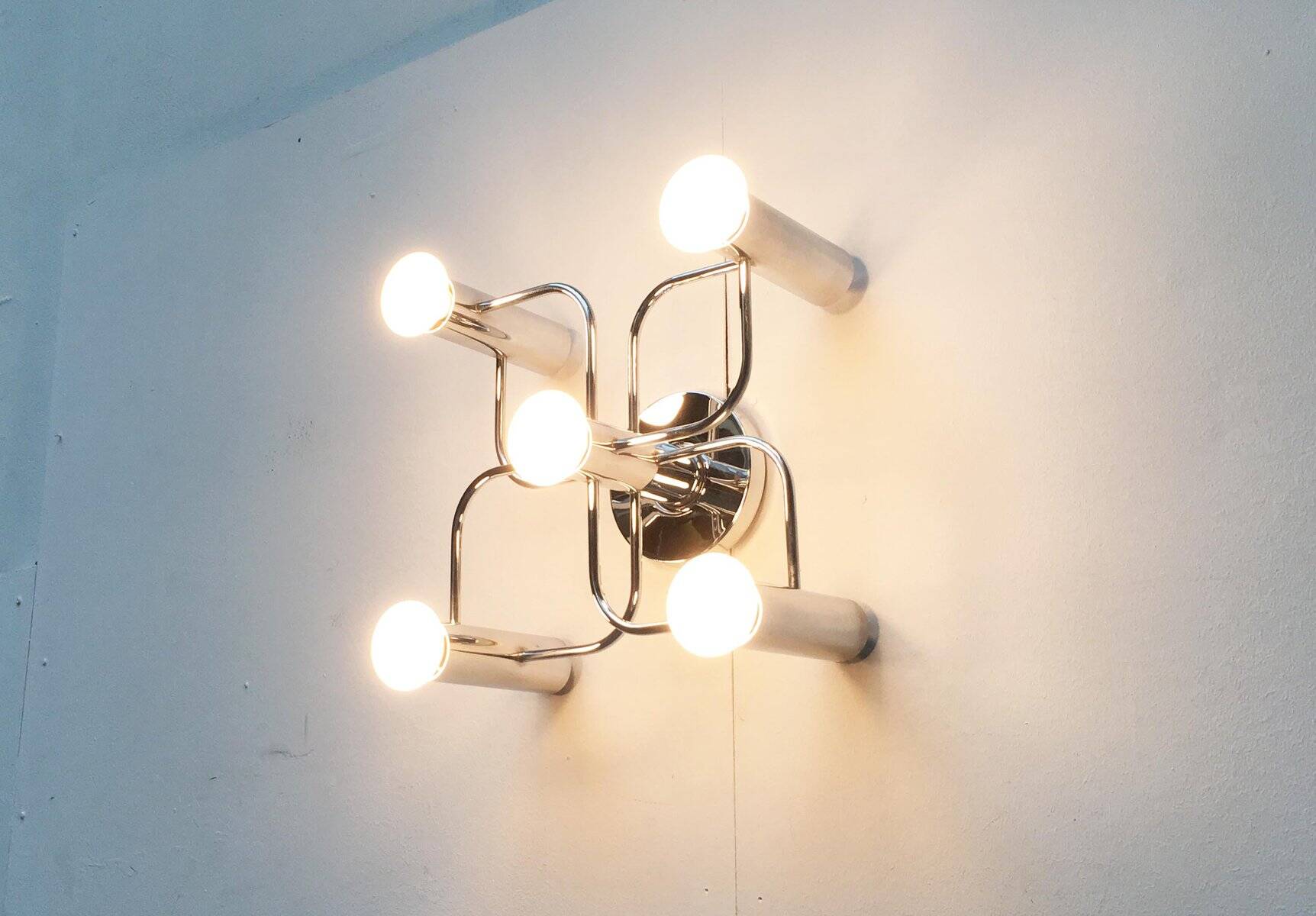 Vintage German Space Age ceiling lamp by Gaetano Sciolari for Leola, 1970s.