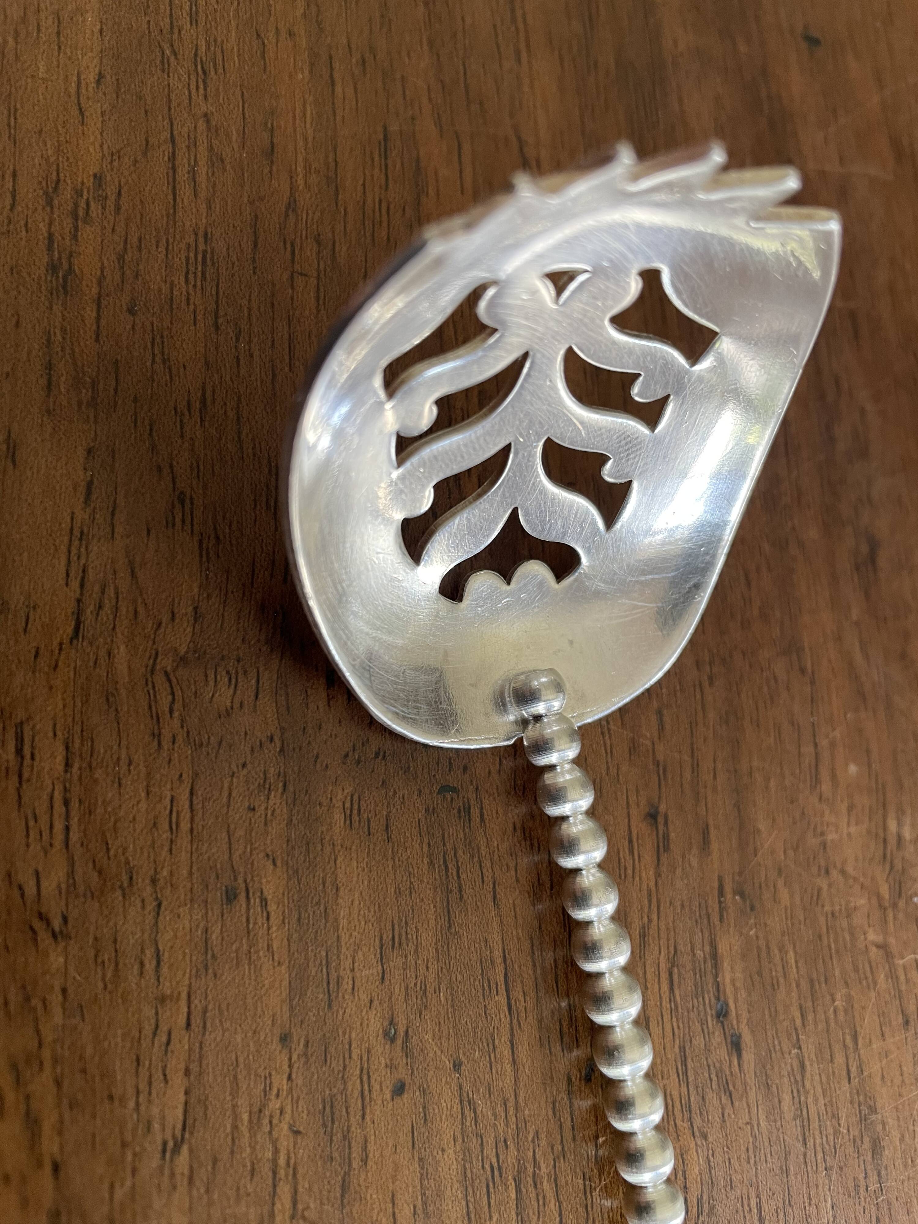 Silver metal spoon Vintage Art Deco