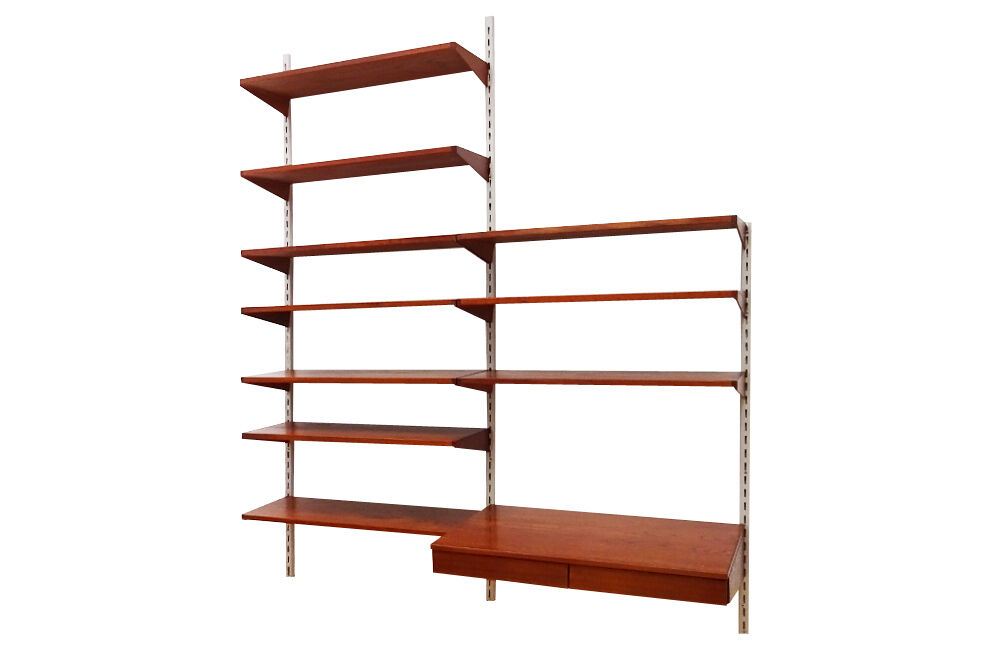 Kai Kristiansen Danish mid century compact floating teak wall unit and shelving set