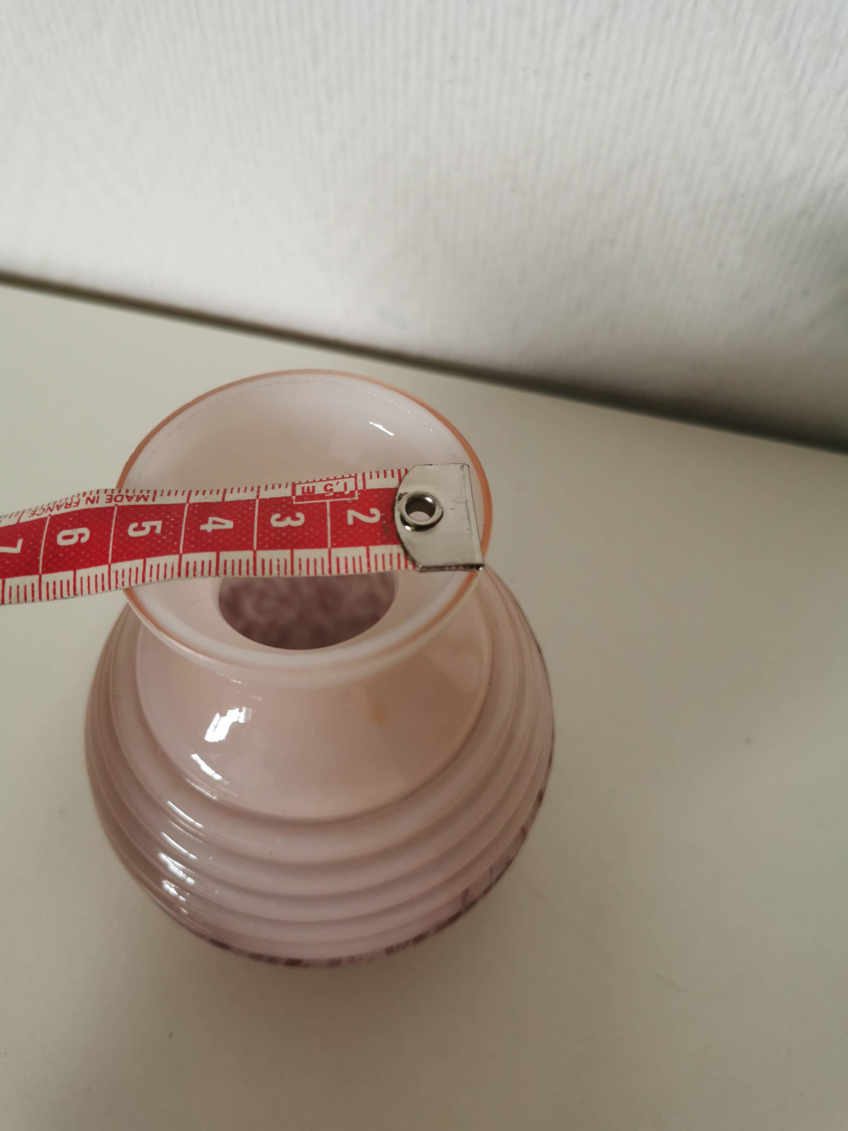 round opaline vase, pink and purple, 1940s