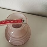 vase en opaline rond , rose et violet années 40