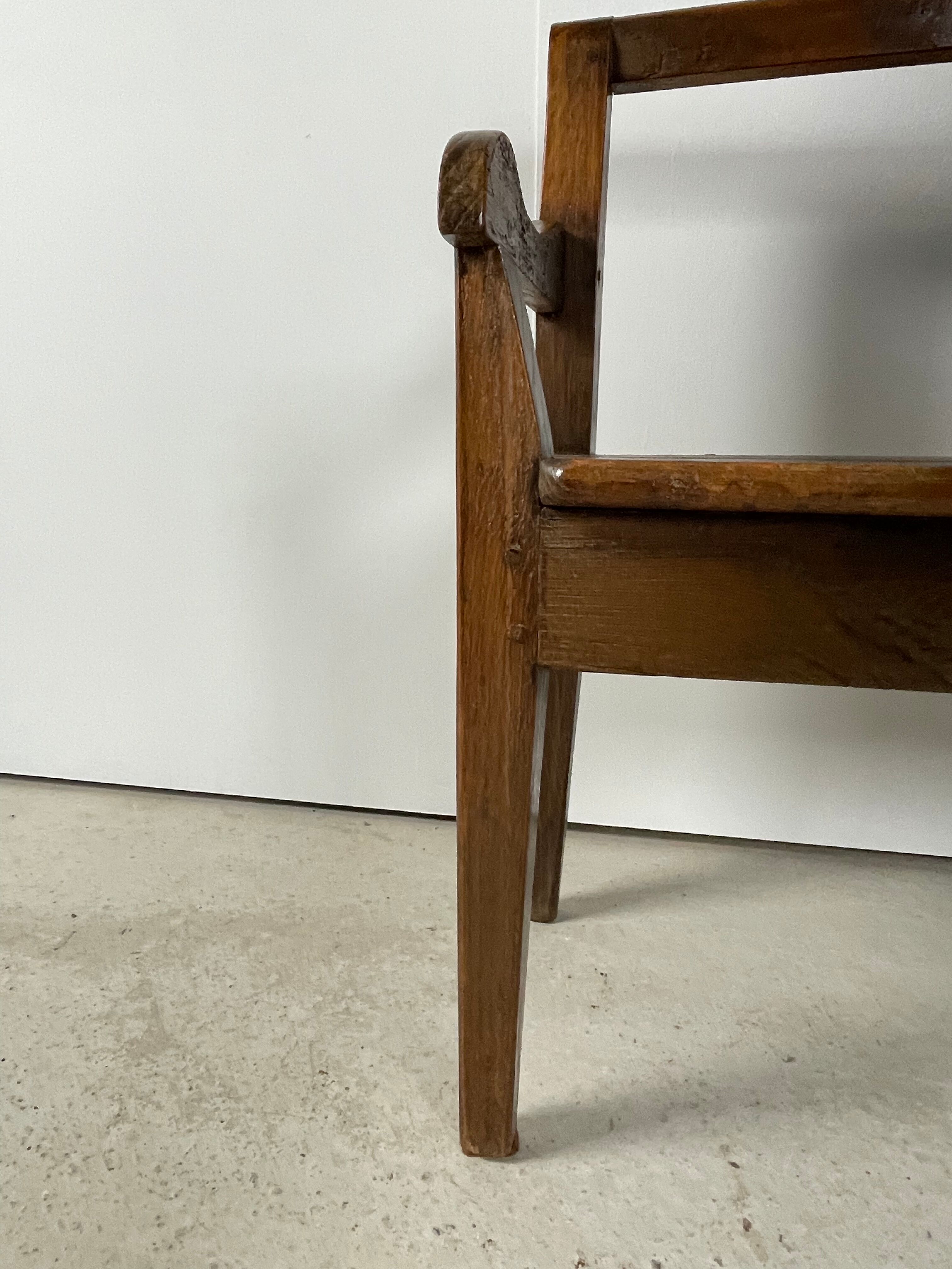 Solid oak bench. Folk art