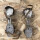 Old pair of roller skates midonn metal grey + straps vintage leather