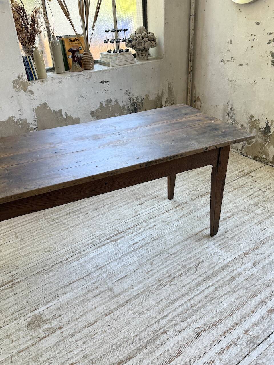 1950s oak farmhouse table with spindle legs