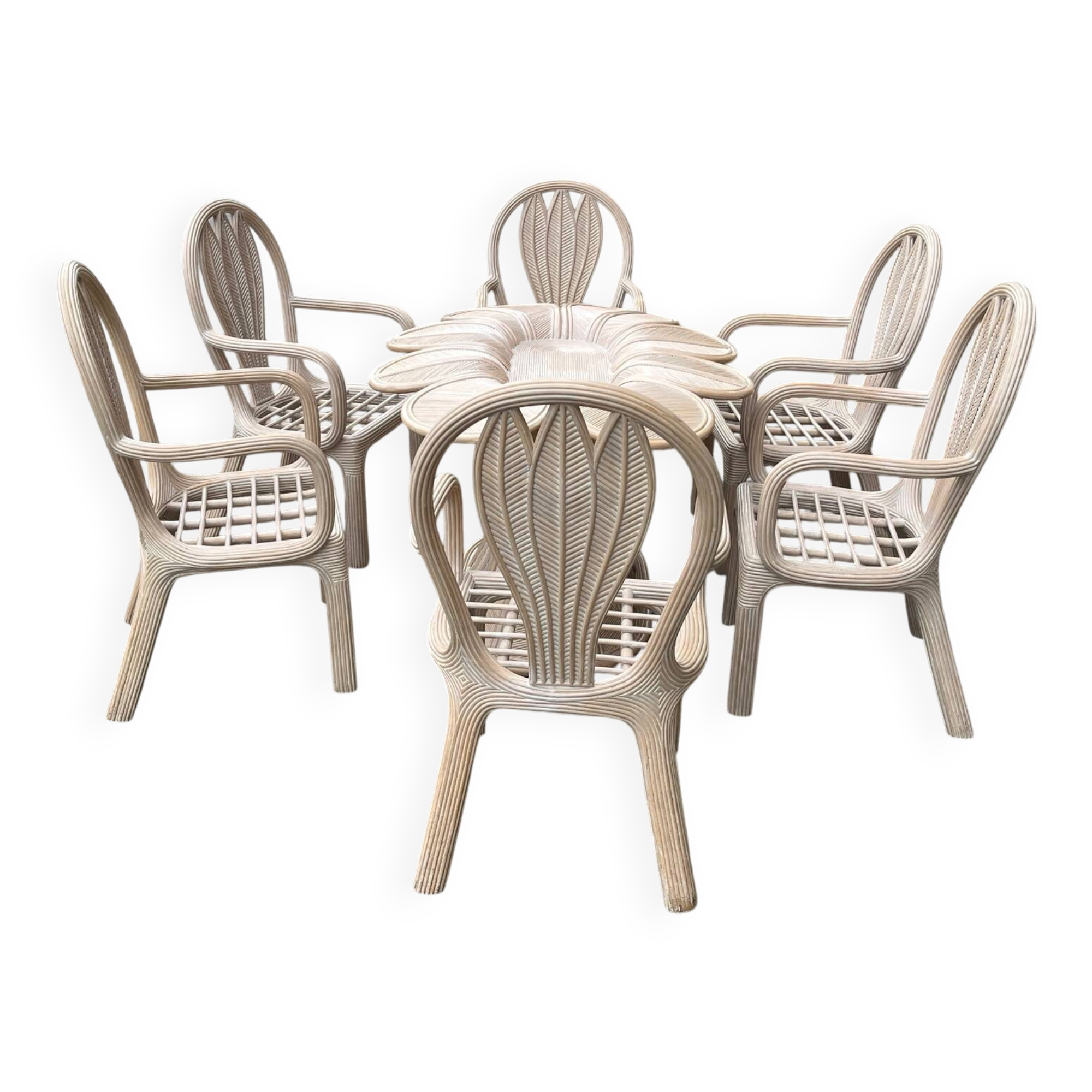 Hollywood Regency dining room rattan bamboo