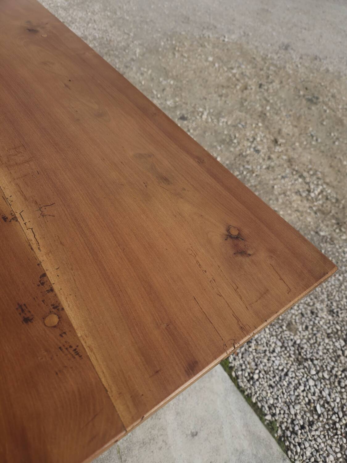 Rustic farmhouse table in solid cherry wood 19th century - 1m91.5