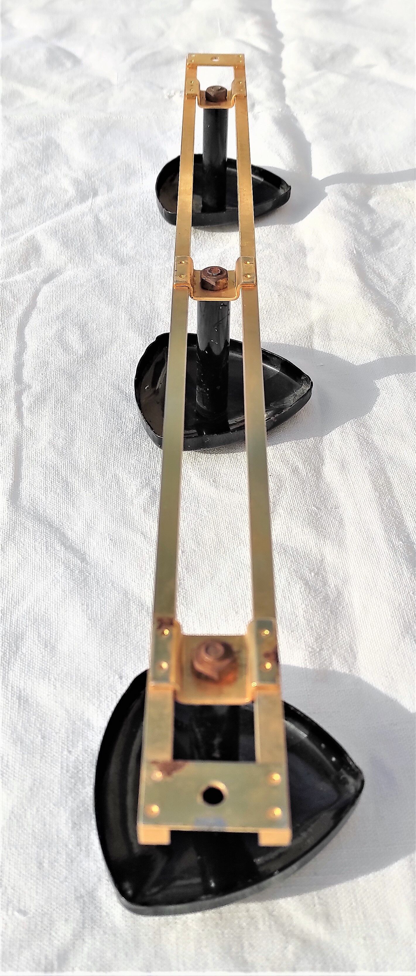 COAT RACK in gold metal and 3 black triangular PATERES circa 1960 Vintage