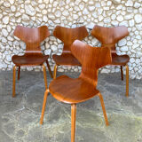 Suite of 4 chairs 4130 Grand Prix in teak, Arne Jacobsen for Fritz Hansen Teak