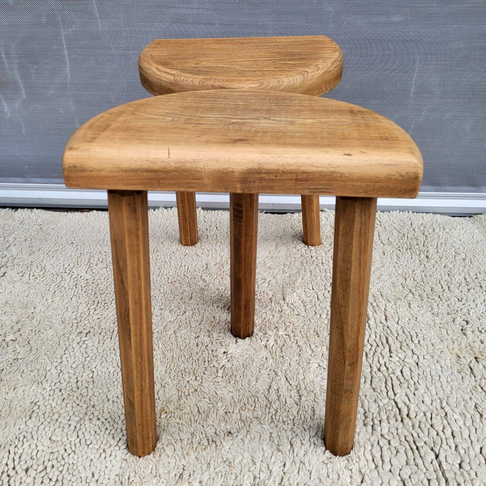 Pair of raw wood milking stools • Brutalist spirit & nature