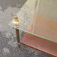 Coffee table or end of canape top glass and wood under bronze frame